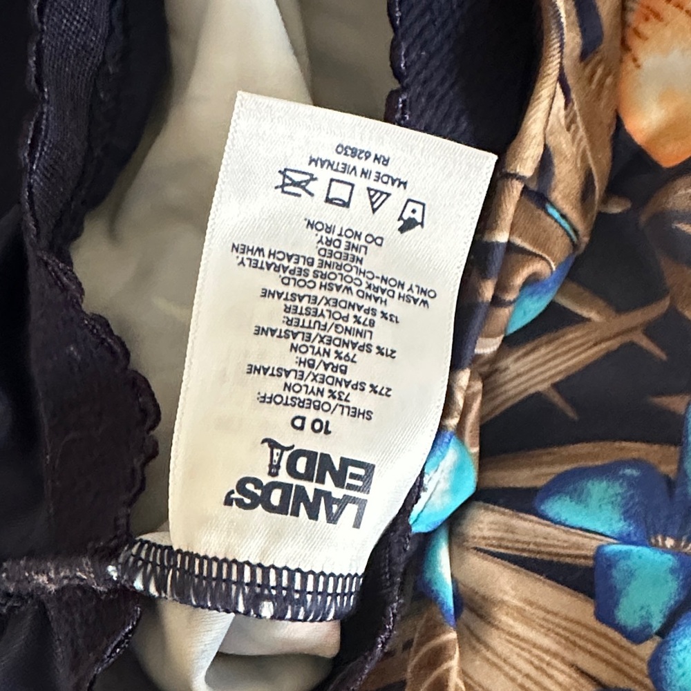 Lands' End One-Piece size 10 D with Blue & Orange Blooms and matching coverup - Picture 3 of 5